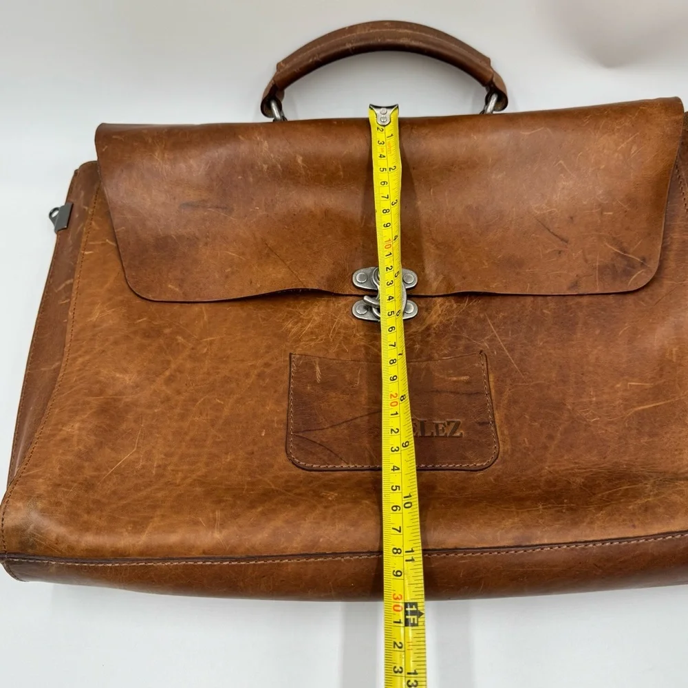 Velez Classic Brown Leather Briefcase for Men